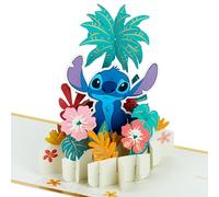 Hallmark Disney Lilo & Stitch, 3D & Pop-Up Any Occasion Card, Stitch with Hawaiian Flowers, Birthday, Father's Day, Daughter, Son, Granddaughter, Grandson, Gold