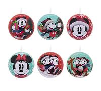 Hallmark Disney Mickey Mouse and Disney Minnie Mouse Tin Ball Christmas Ornaments, Set of 12