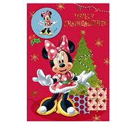 Hallmark Disney Minnie Mouse Granddaughter Christmas Card - Lovely Granddaughter with Recyclable Badge
