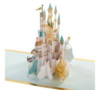 Hallmark Disney Princesses & Castle, 3D & Pop-Up Card, Any Occasion, Birthday, Princess, Ariel, Belle, Jasmine, Cinderella, Blue, Gold