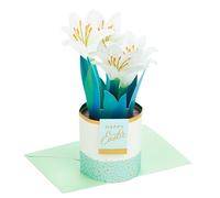 Hallmark Easter Card, 3D Pop Up White Lily Vase, Religious, White, Gold