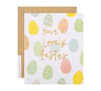 Hallmark Easter Card, Cute Easter Card, Easter Card with Envelope, Pastel Easter Eggs Design, White, Pink, Green, Blue