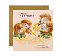 Hallmark Easter Card for Grandma, Cute Easter Card, Country Companions, Hedgehogs & Daffodils, Brown, Yellow, Green