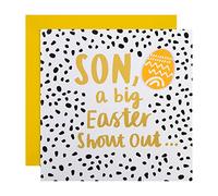 Hallmark Easter Card for Son, Easter Card, Yellow Easter Egg Design, White, Black, Yellow