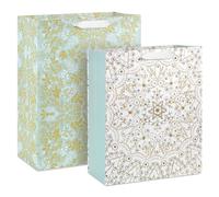 Hallmark Elegant Glittery Gold Foil Gift Bags (2 Bags: 1 Large 13", 1 Extra Large 15") for Christmas, Weddings, Engagements, Valentine's Day, Anniversary