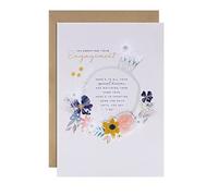 Hallmark Engagement Congratulations Card - Contemporary Illustrated Embossed Floral Design