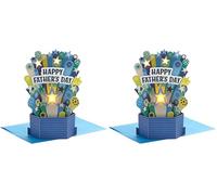 Hallmark Fathers Day Card, 3D, Pop Up, Musical, Light Up, Banner Design, Display Case, Blue, Yellow, Male, From Son, From Daughter (Pack of 2)