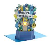 Hallmark Fathers Day Card, 3D, Pop Up, Musical, Light Up, Banner Design, Display Case, Blue, Yellow, Male, From Son, From Daughter