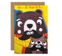 Hallmark Fathers Day Card, With Removable Photo Prop Moustaches, Bear Design, Yellow
