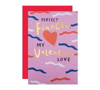 Hallmark Fiancee Valentines Card, Valentines Day Card, Squiggles Design, Pink, Blue, Red, White