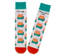 Hallmark Funny Socks, Shoebox Dumpster Fires Design, Everything's Fine, Novelty Gift, Men, Women, Green, Red, White