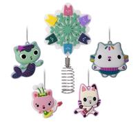 Hallmark Gabby's Dollhouse 5" Miniature Christmas Tree Topper and Mini Ornaments, Set of 5, Shatterproof