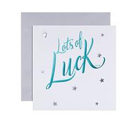 Hallmark General Good Luck Card - Contemporary Embossed Stars And Hearts Design