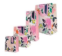 Hallmark Multi Occasion Gift and Bottle Bags Bundle - 1 Large, 1 Medium and 1 Small Gift Bag, and 1 Bottle Bag in 4 Floral Designs