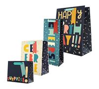Hallmark Gift Bag, 4-Pack, Small Medium Large Bottle, Black Blue White