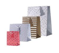 Hallmark Gift Bag Pack of 4 Bags in 4 Festive Designs, Silver and Gold, Large, Medium, Small, Christmas