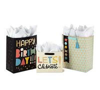 Hallmark Gift Bags Assortment with Tissue Paper (Pack of 3: 2 Large 13" and 1 Medium 7" Gift Bags) for Birthdays, Baby Showers and Other Celebrations