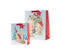 Hallmark Gift Bags, Gift Bags for Presents, Pack of 2, Festive Designs, Christmas, Forever Friends, Bears, Cute, Red