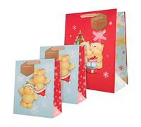 Hallmark Gift Bags, Gift Bags for Presents, Pack of 3, Festive Designs, Christmas, Forever Friends, Bears, Cute, Red