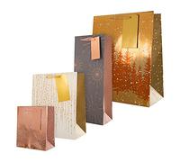 Hallmark Gift Bags, Gift Bags for Presents, Pack of 4, Metallic Foil, Festive Designs, Christmas, Gold, Copper