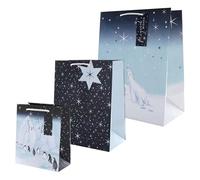 Hallmark Gift Bags, Pack of 3, Large, Medium, Small, Christmas, Arctic Design, Polar Bear, Starry Night, Penguins, Navy, Blue, White