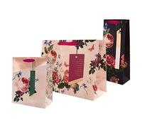 Hallmark Gift Bags, Pink Floral, Medium, Large, Bottle Sizes, 3-Pack