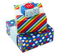 Hallmark Gift Boxes 3-Pack Assorted Sizes (Rainbow Stripes, Dots, Stars) for Birthdays, Weddings, Graduation, Baby Showers, All Occasions, Wrapped Treats and Cookies