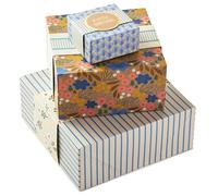 Hallmark Gift Boxes with Wrap Bands, Assorted Sizes (3-Pack: Cute Flowers and Stripes) for Birthdays, Bridal Showers, Mother's Day, Best Friends