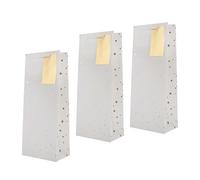 Hallmark Gold Foil Stars Bottle Bags, 3-Pack, White Gift Bags, Birthday | Christmas, Congratulations, Size 32.7 x 13.3 x 8.2cm, Gold Foil Gift Tag, White Knitted Paper Handles,