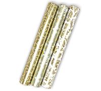 Hallmark Gold Foil Wrapping Paper Mini Rolls, 3-Pack (Shiny Gold Filigree and Foliage on Ivory and Mint Green) for Christmas, Hanukkah, Valentine's Day, Mother's Day, Weddings - 40 Sq. Ft. Total