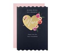 Hallmark Gold Heart & Pink Flowers Birthday Card for Mum