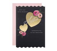 Hallmark Gold Heart & Pink Flowers Birthday Card for Sister