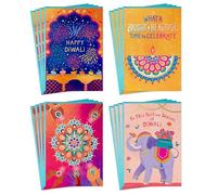 Hallmark Golden Thread Diwali Card Assortment (16 Cards with Envelopes)