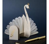 Hallmark Hall & Co Premium 3D & Pop Up White Swan Design Greeting Card, Birthday, New Baby, Engagement, Keepsake, White