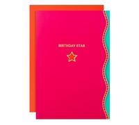 Hallmark Hall & Co Premium Birthday Card with Mini Card & Star Design, For Female Friend, Magenta, Blue