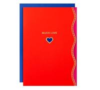 Hallmark Hall & Co Premium Love Card with Mini Card & Heart Design, Anniversary, Valentines Day, Birthday, Keepsake, Red, Blue