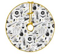 Hallmark Harry Potter Christmas Tree Skirt, 121.9cm, Plush Fabric, White, Gold