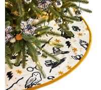 Hallmark Harry Potter Christmas Tree Skirt, 121.9cm, Plush Fabric, White, Gold