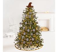 Hallmark Harry Potter Christmas Tree Skirt, 121.9cm, Plush Fabric, White, Gold