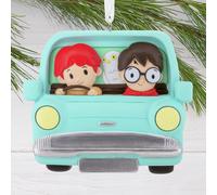 Hallmark Ron & Harry in Flying Card Keepsake Hanging Ornament, Harry Potter Tree Decoration, Blue
