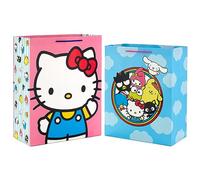 Hallmark Hello Kitty Gift Bag Bundle (2 Bags: 1 Large 13", 1 XL 15") for Birthdays, Back to School, Halloween