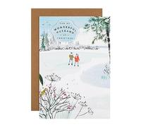Hallmark Husband Christmas Card Ice Skating Couple Silver Foil Details Blue