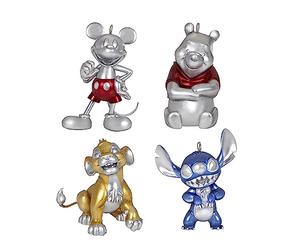 Hallmark Keepsake Christmas Ornaments 2023, Disney 100 Years of Wonder, Platinum Set of 4, Mickey Mouse, Winnie The Pooh, Lion King Simba, and Stitch, Gifts for Disney Fans