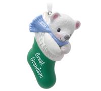 Hallmark Keepsake Ornament 2019 Year Dated Grandson Bear in Christmas Stocking