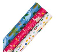Hallmark Kids Birthday Wrapping Paper Bundle - 3 Rolls in 3 Fun Designs