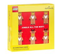 Hallmark Kids Christmas Card Multipack, 20 Cards, 4 LEGO Inspired Designs | With White Envelopes, Green & Red Card Colors, Modern Style, Each Card Is H9.5cm by W9.5cm