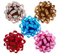 Hallmark Kraft Paper Gift Bows (5 Bows: Gold, White, Blue, Red, Pink) for Birthdays, Christmas, Graduations, Baby Showers, Presents