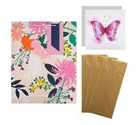 Hallmark Large Gift Bag, 3 Tissue Sheets & Card Bundle, Floral, Birthday