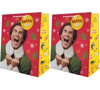 Hallmark Large Gift Bag, Buddy The Elf Design, for Presents, Christmas (Pack of 2)