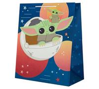 Hallmark Large Gift Bag, Star Wars, The Mandalorian, Grogu & Hover Pram, Birthday, Christmas, Kids, Blue, Green